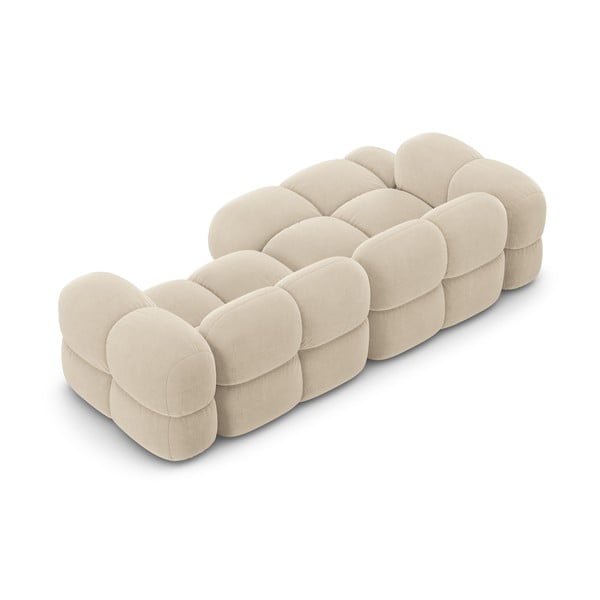 Smėlio spalvos iš velveto kampinė sofa (su kairiuoju kampu/su gultu) Loretto – Cosmopolitan Design-image-4