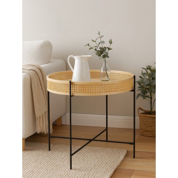Natūralios spalvos iš rotango apvalios formos kavos staliukas ø 60 cm Depok – Premier Housewares-image-2