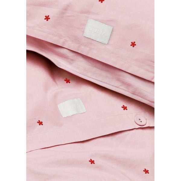 Rožinės spalvos iš medvilninio perkelio viengulė patalynė 140x200 cm Daisy – JUNA-image-3