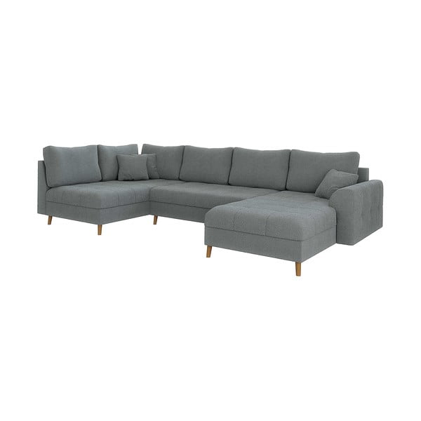 Iš boucle kampinė sofa pilkos spalvos (su dešiniuoju kampu/„U“ formos) Ariella – Ropez