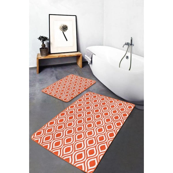 Oranžinės spalvos iš velveto vonios kilimėliai 2 vnt. 60x100 cm – Mila Home-image-2
