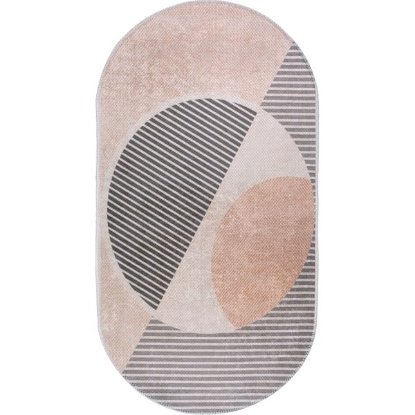 Skalbiamas kilimas šviesiai rožinės spalvos/kreminės spalvos 60x100 cm Oval – Vitaus