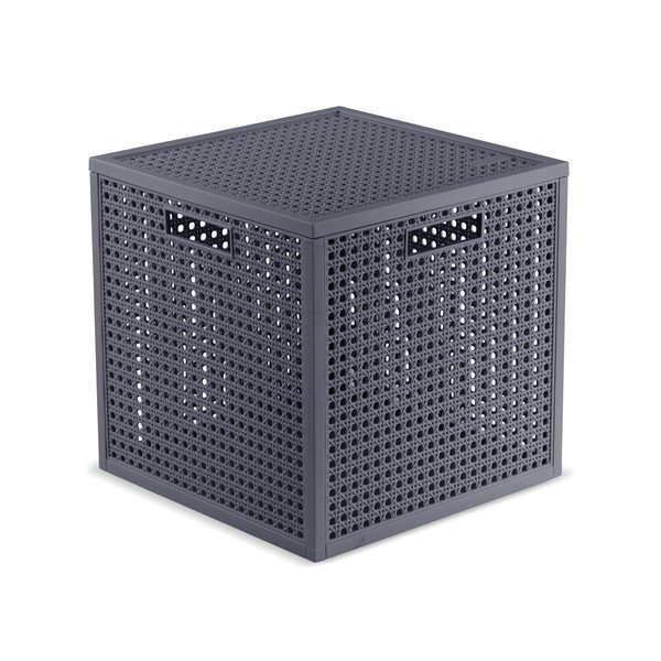 Tamsiai pilkos spalvos iš perdirbto plastiko daiktadėžė su dangčiu 28x28x28 cm Kaya Cube – Curver
