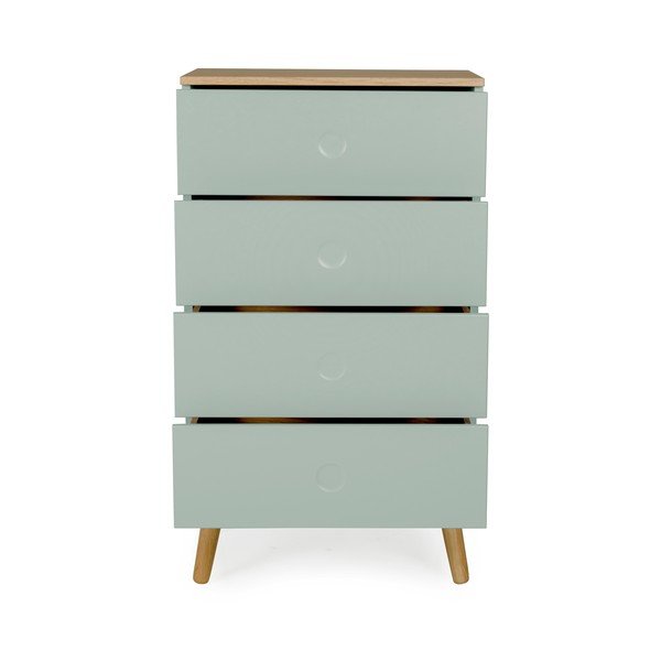 Žalia komoda su ąžuolinėmis kojomis Tenzo Dot, plotis 55 cm-image-3