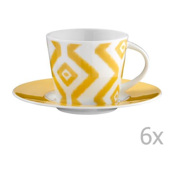 6 porcelianinių arbatos puodelių su lėkštutėmis rinkinys Vasilissa, 200 ml