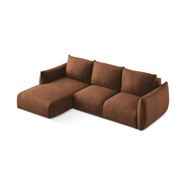 Terakotos spalvos sulankstoma kampinė sofa (su kairiuoju kampu/su gultu) Leila – Makamii-image-4