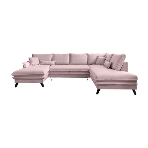 Rožinės spalvos U formos sofa-lova Miuform Charming Charlie, dešinysis kampas