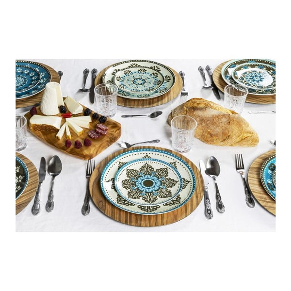 18 dalių porceliano ir akmens masės lėkščių rinkinys VDE Tivoli 1996 Cala Jondal Mar-image-1