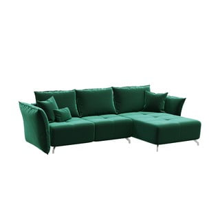 Tamsiai žalia sofa-lova Devichy Hermes, keičiamas kampas