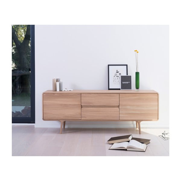 TV spintelė iš ąžuolo masyvo Gazzda Fawn-image-1