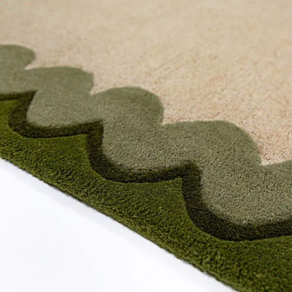 Rankų darbo žalios spalvos/natūralios spalvos iš vilnos kilimas 140x200 cm Wiggle Wool – Flair Rugs-image-3