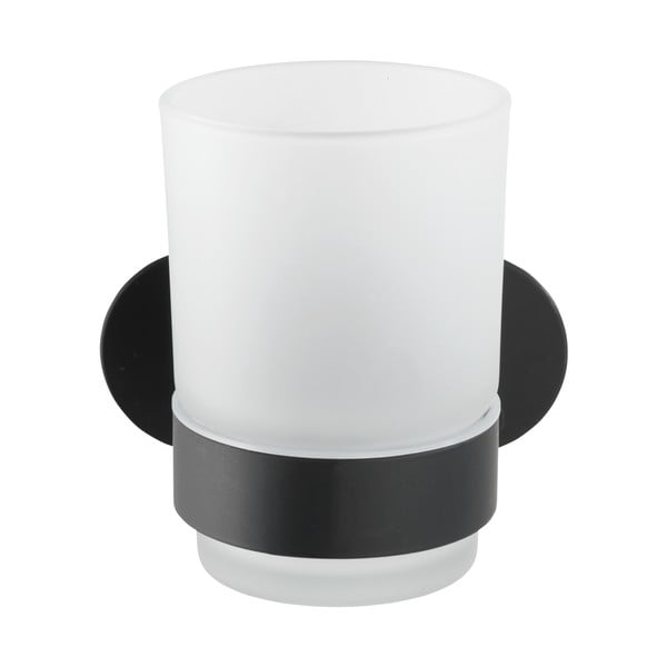 Klijuojamas iš stiklo dantų šepetėlio indas matinės juodos spalvos Orea – Wenko-image-1