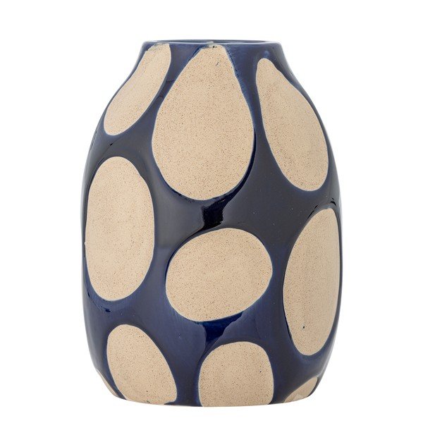 Tamsiai mėlynos spalvos/kreminės spalvos iš akmens masės vaza (aukštis 20 cm) Bashir – Bloomingville