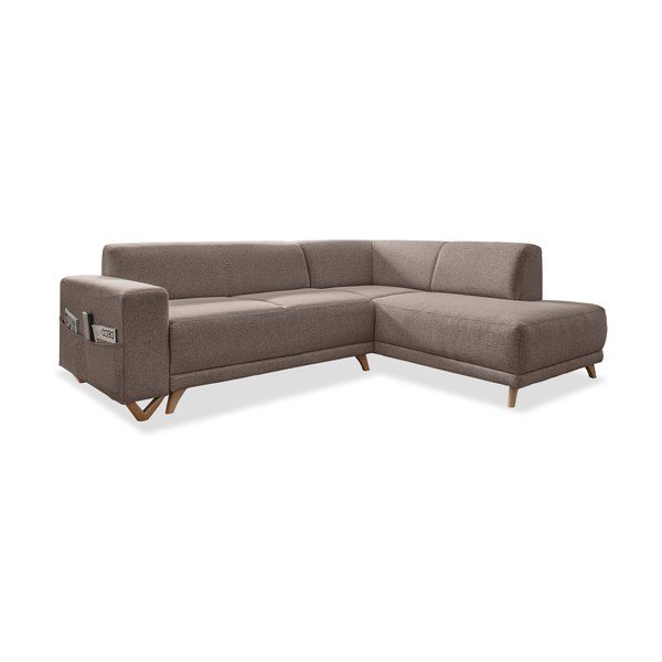 Rudos spalvos sulankstoma/su sandėliavimo vieta kampinė sofa (su dešiniuoju kampu/„L“ formos) Classy Sophie – Miuform