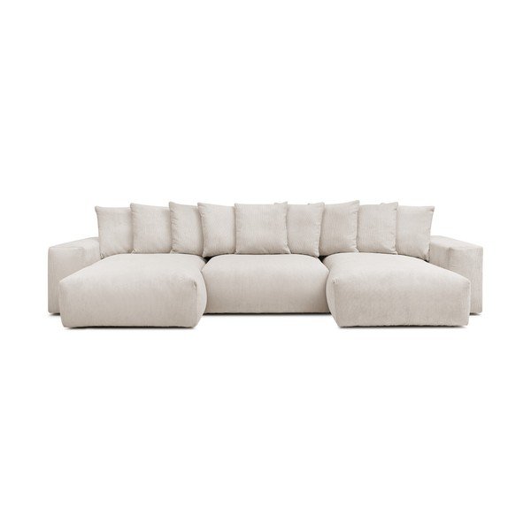 Iš kordinio velveto kampinė sofa kreminės spalvos Voltaire – Bobochic Paris
