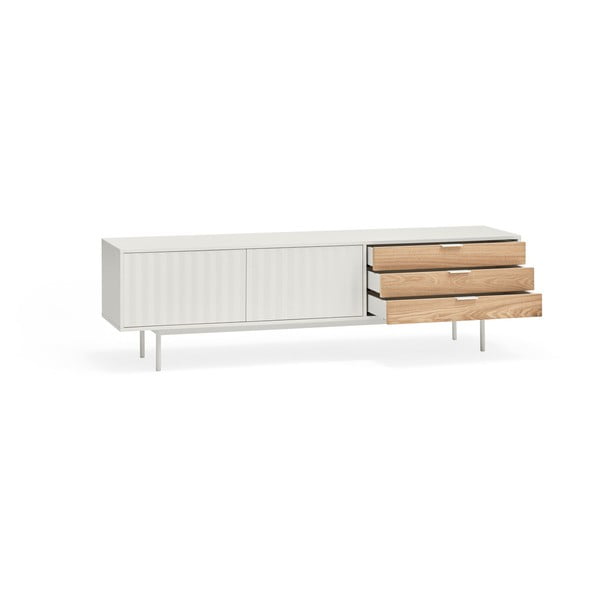 TV spintelė baltos spalvos/natūralios spalvos iš ąžuolo 180x52 cm Sierra – Teulat-image-4