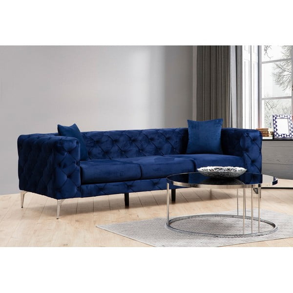 Sofa tamsiai mėlynos spalvos iš velveto 237 cm Como – Artie-image-1