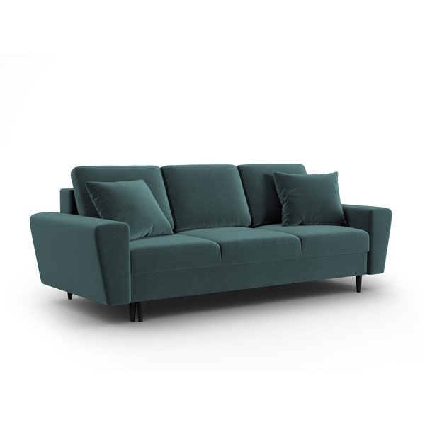 Smaragdinės spalvos iš velveto sulankstoma/su sandėliavimo vieta sofa 235 cm Kyoto – Cosmopolitan Design-image-1