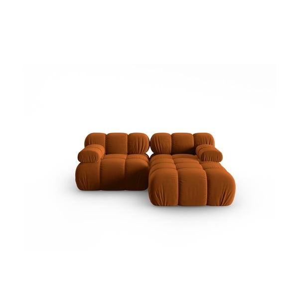 Kampinė sofa oranžinės spalvos iš velveto (su dešiniuoju kampu) Bellis – Micadoni Home