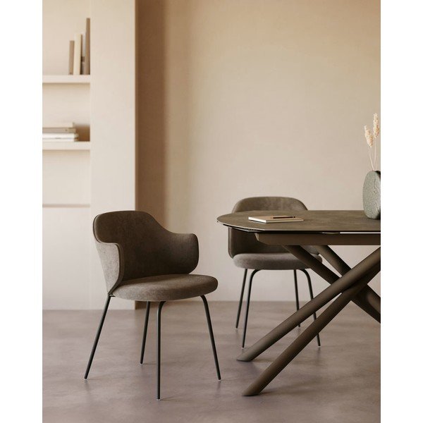 Rudos spalvos iš audinio valgomojo kėdžių komplektas 2 vnt. Yunia – Kave Home-image-2