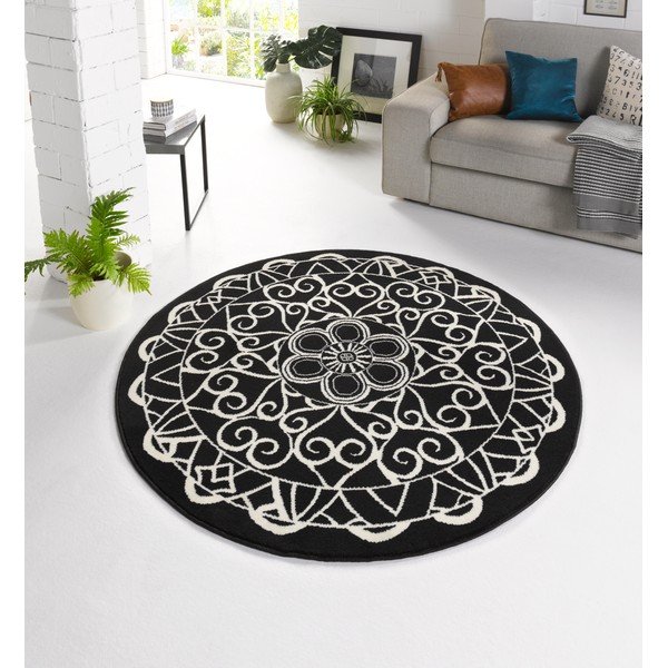 Juodas apvalus kilimas Zala Living Capri, ø 140 cm-image-4