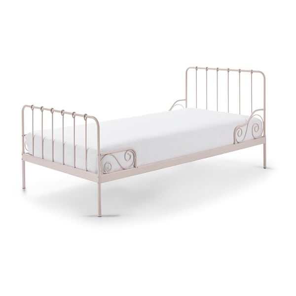 Rožinė metalinė vaikiška lova Vipack Alice, 90 x 200 cm