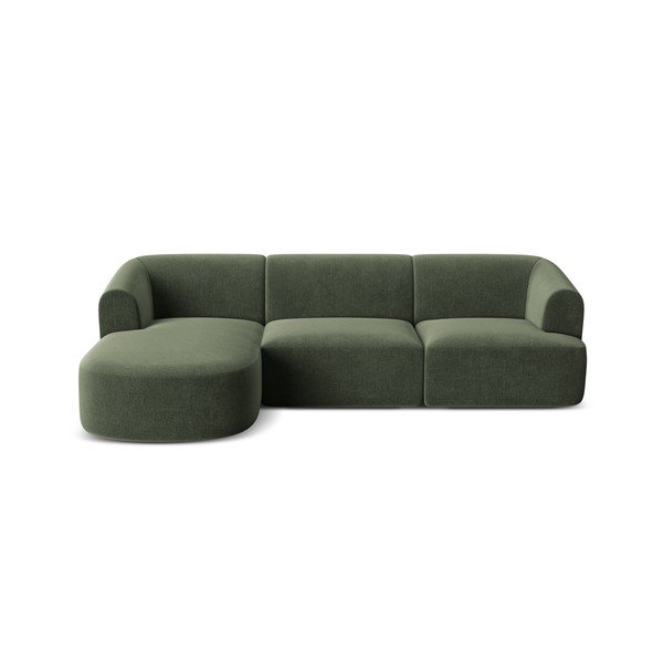 Žalios spalvos kampinė sofa iš velveto (su kairiuoju kampu/su gultu) Campi – Cosmopolitan Design-image-3