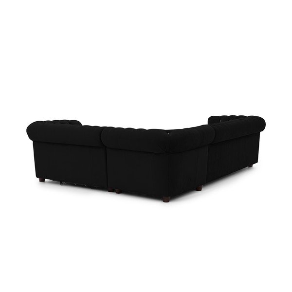 Juodos spalvos sulankstoma kampinė sofa iš velveto (su dešiniuoju kampu/„L“ formos) York Blik – Ropez-image-3