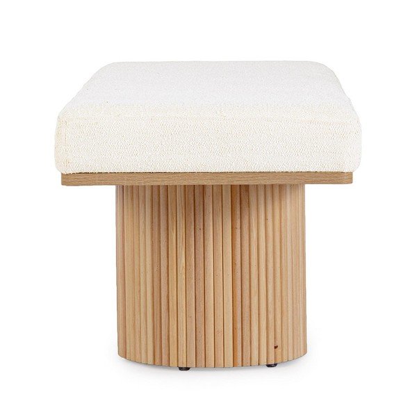 Kreminės spalvos paminkštinto audinio suolas iš boucle Floriana – Bizzotto-image-3