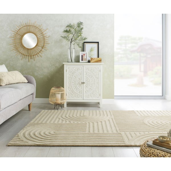 Smėlio spalvos vilnonis kilimas Flair Rugs Zen Garden, 160 x 230 cm-image-1