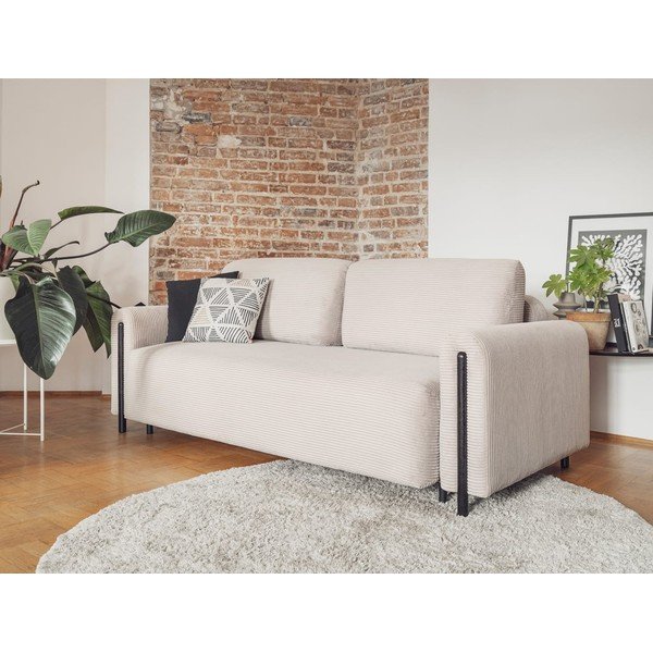 Smėlio spalvos iš kordinio velveto sulankstoma/su sandėliavimo vieta sofa 244 cm Arcadova – ELTAP-image-1