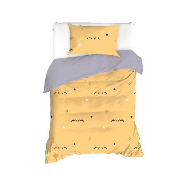 Geltonos spalvos/pilkos spalvos viengulė patalynė 140x200 cm Dide – Mijolnir