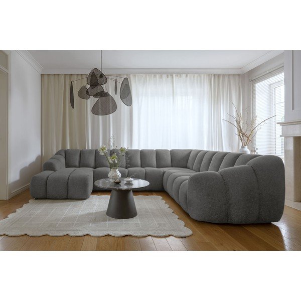Pilkos spalvos kampinė sofa (su dešiniuoju kampu/„U“ formos) Shell – Miuform-image-1