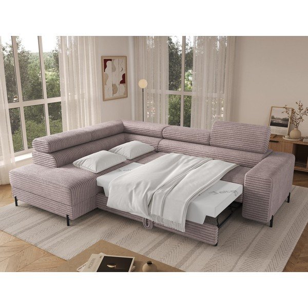 Pilkos spalvos kampinė sofa iš kordinio velveto (su kairiuoju kampu/„L“ formos) Colesio – ELTAP-image-4