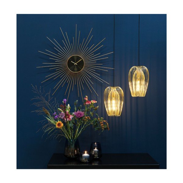 Juodos ir auksinės spalvos sieninis laikrodis Karlsson Peony, ø 95 cm-image-1
