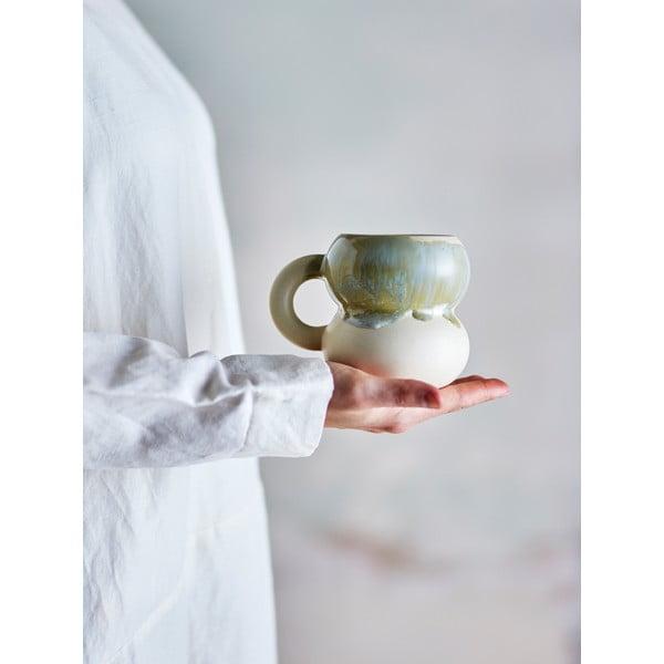 Mėlynos spalvos/kreminės spalvos iš akmens masės puodeliai 4 vnt. 400 ml Luna – Bloomingville-image-1