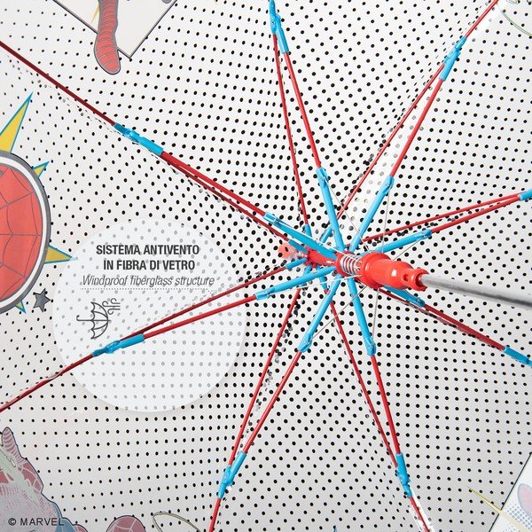 Skaidrus vėjo nepraleidžiantis vaikiškas skėtis Ambiance Spiderman Marvel, ⌀ 74 cm-image-1