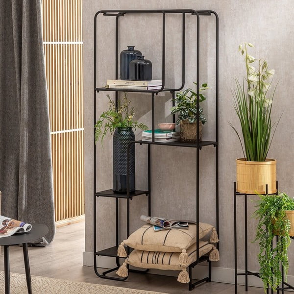 Iš metalo pastatoma lentyna juodos spalvos 76x180 cm Sleco – Ixia-image-1