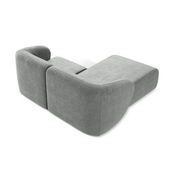 Pilkos spalvos kampinė sofa iš šenilinio audinio (su kairiuoju kampu/su gultu) Lani – Makamii-image-3