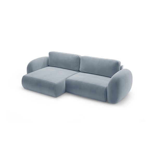 Pilkai mėlynos spalvos iš velveto sulankstoma/su sandėliavimo vieta kampinė sofa Tonale – Cosmopolitan Design-image-2