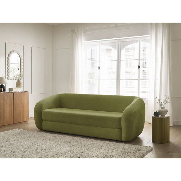 Žalios spalvos sulankstoma sofa iš šenilinio audinio 228 cm Neyo – Bobochic Paris-image-1