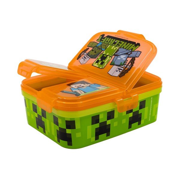 Oranžinės spalvos iš plastiko vaikiška pietų dėžutė Minecraft – STOR-image-1