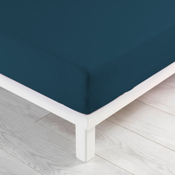 Tamsiai mėlynos spalvos iš Jersey audinio paklodė su guma 90x190 cm Jersy – douceur d'intérieur
