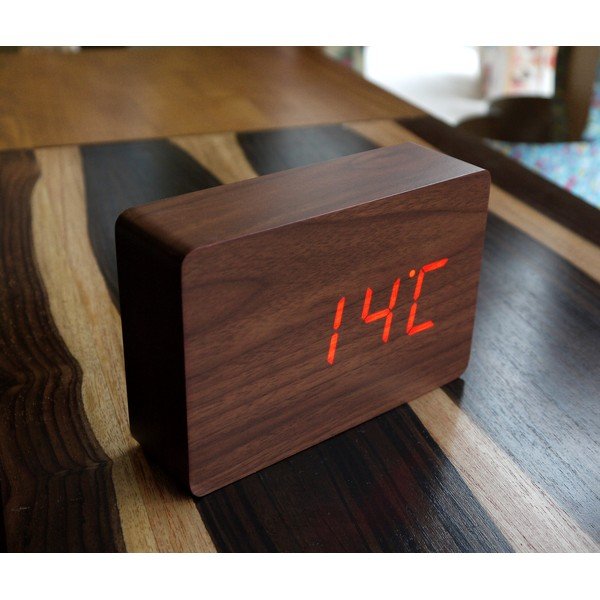 Rudas žadintuvas su raudonu LED ekranu Gingko Brick Click Clock Clock-image-2