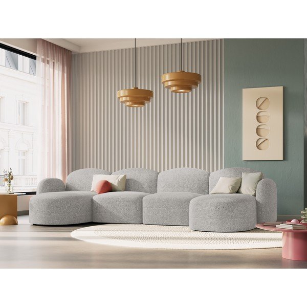 Kampinė sofa šviesiai pilkos spalvos Blair – Micadoni Home-image-1