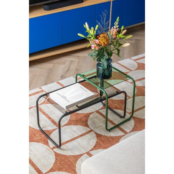 Juodos spalvos kavos staliukas su stikliniu stalviršiu 40x80 cm Ventana – Leitmotiv-image-1