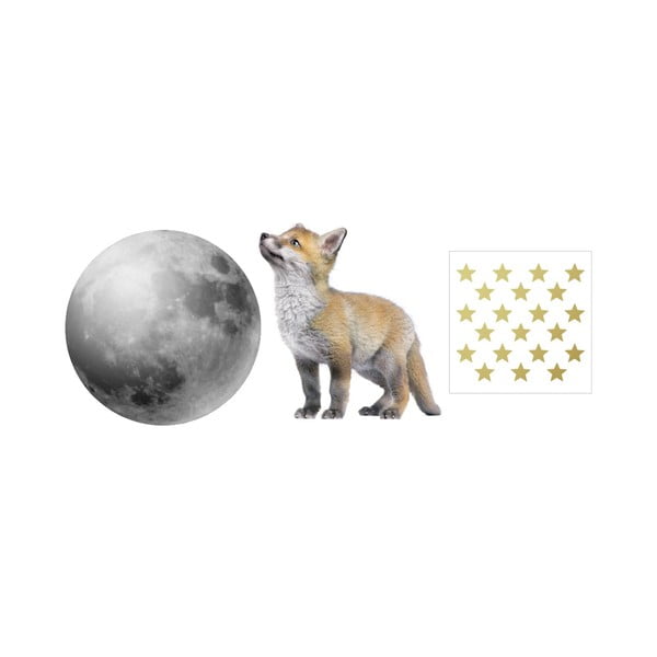 Sienų lipdukų rinkinys Dekornik Little Fox And His Friend The Moon