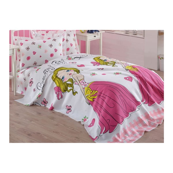 Rožinis medvilninis lovos užtiesalas Mijolnir Princess, 160 x 235 cm
