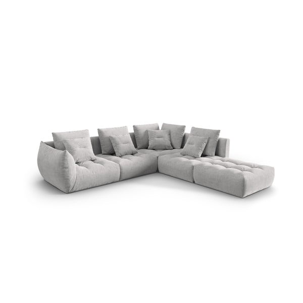 Kampinė sofa šviesiai pilkos spalvos (su dešiniuoju kampu/„L“ formos) Bloom – Micadoni Home-image-2