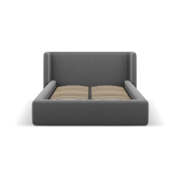 Pilkos spalvos dvigulė lova audiniu dengta su sandėliavimo vieta su lovos grotelėmis 180x200 cm Jason – Windsor & Co Sofas-image-3